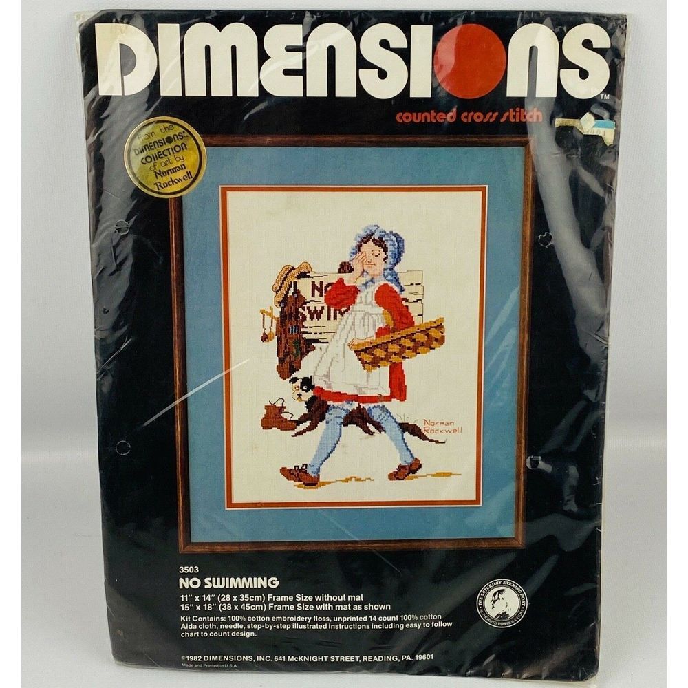 Dimensions 3503 No Swimming Counted Cross‎ Stitch Kit Norman Rockwell 1982
